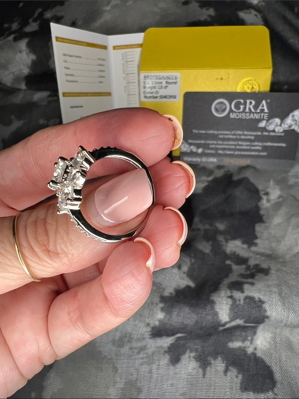 GRA Moissanite Floral Cluster Ring in Sterling Silver 925